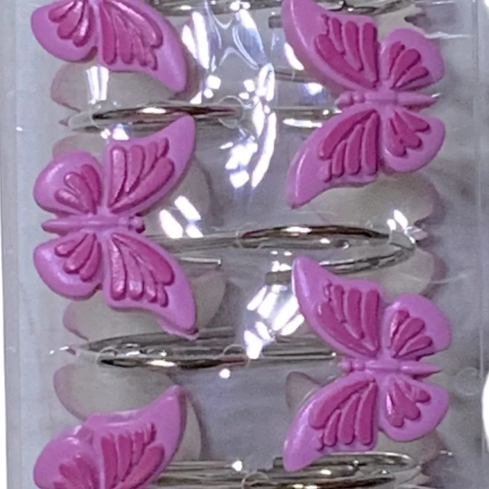 Matt & Maddie Butterfly Shower Hooks Kids Winnie Collection Barbie Pink 12 Piece